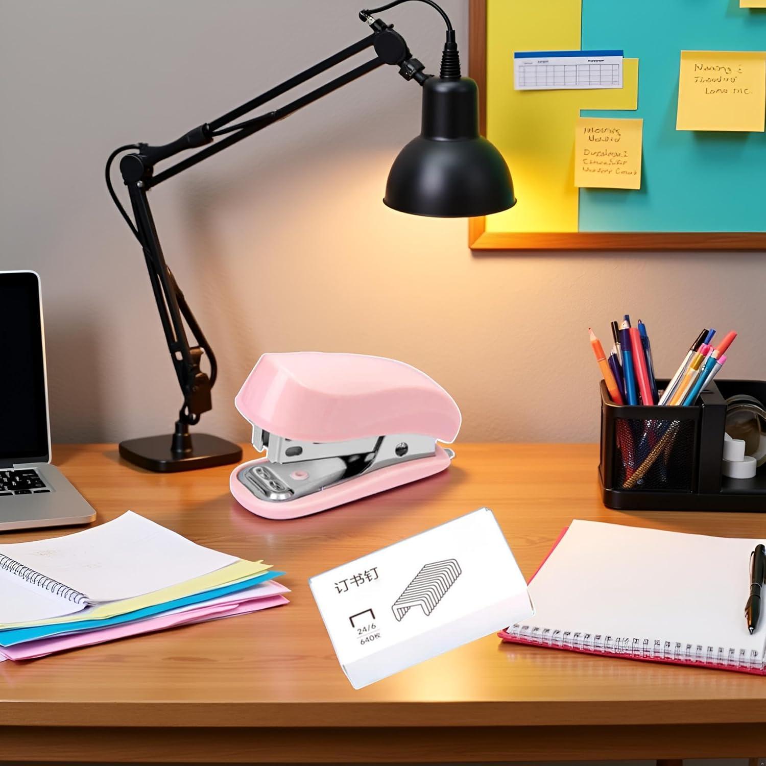 Mini Grapadora Rosa Galyacht con Quitagrapas y 1000 Grapas