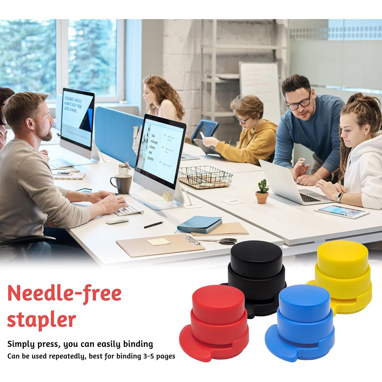 Paquete de 4 Grapadoras Sin Grapas BLLREMIPSUR para 5 Hojas