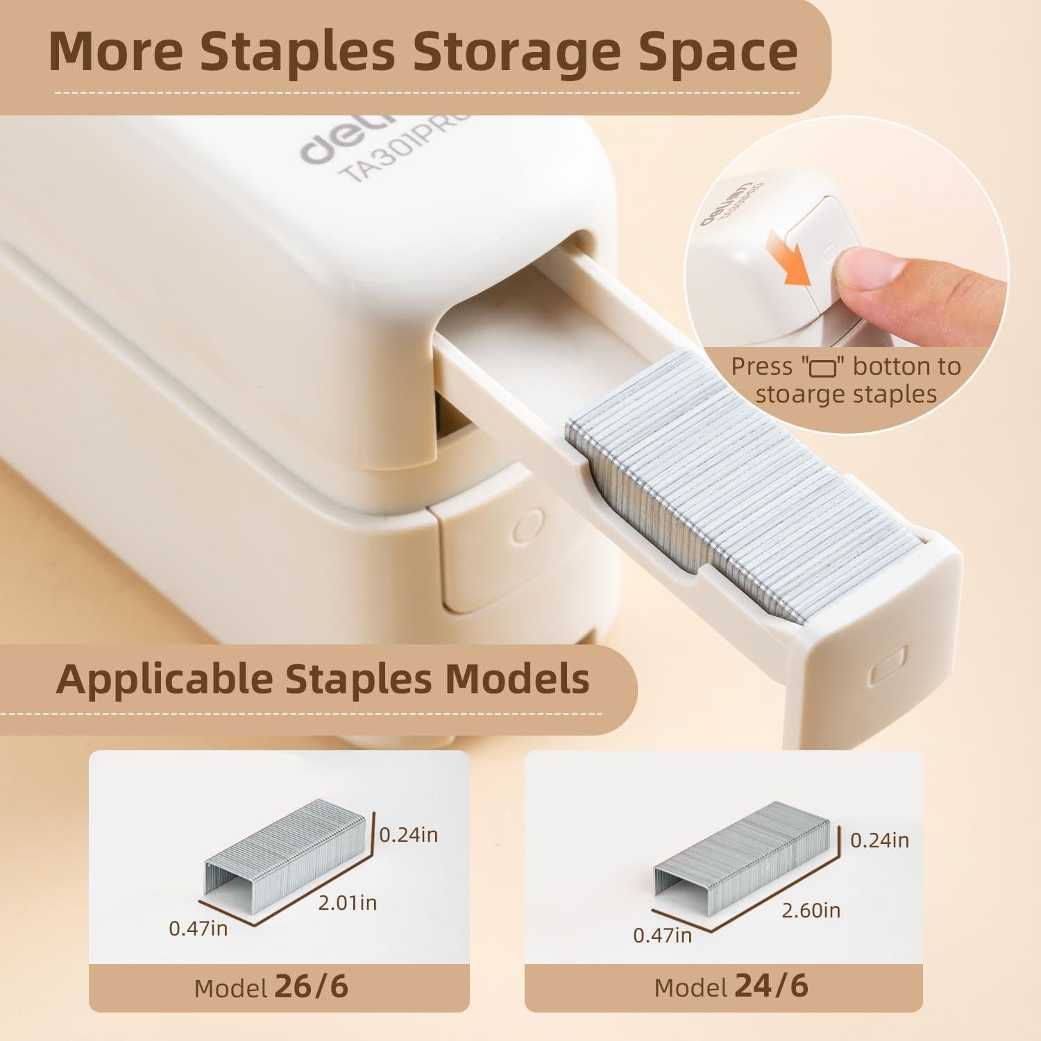 Grampadora Deli TA301 Blanca con Removedor de Grapas 40 Hojas