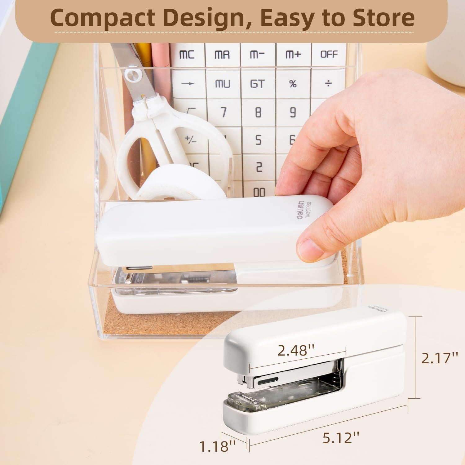 Grampadora Deli TA301 Blanca con Removedor de Grapas 40 Hojas