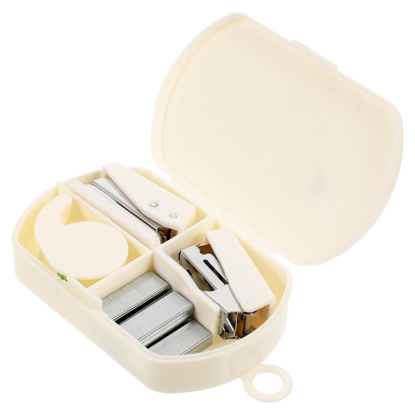 Grapadora Mini STOKB 3 en 1 Blanca con Dispensador de Cinta