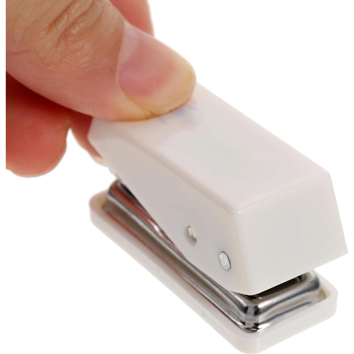 Grapadora Mini STOKB 3 en 1 Blanca con Dispensador de Cinta