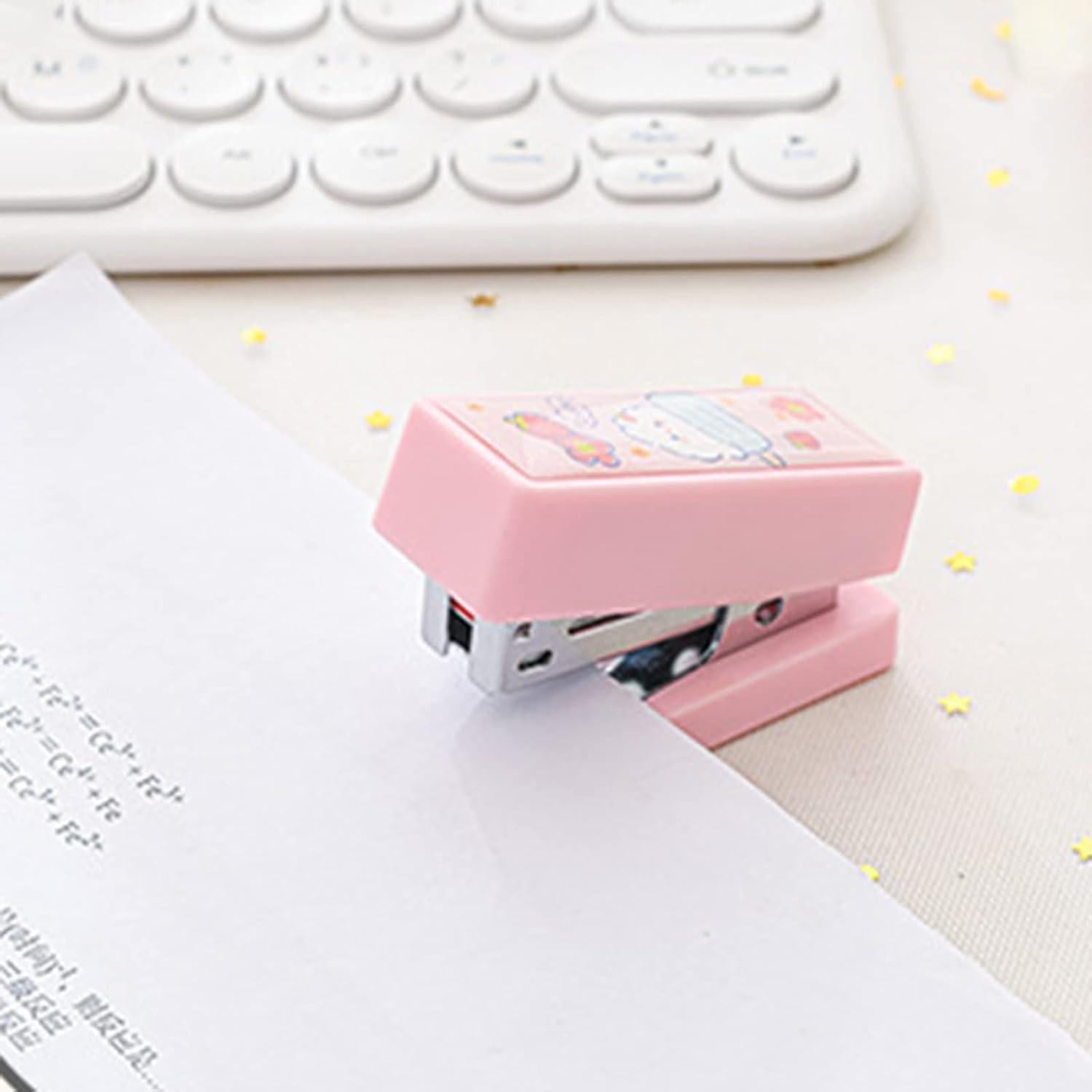 Grapadora Mini Rosa YSSZAM con Grapas No.12 y Quitagrapas