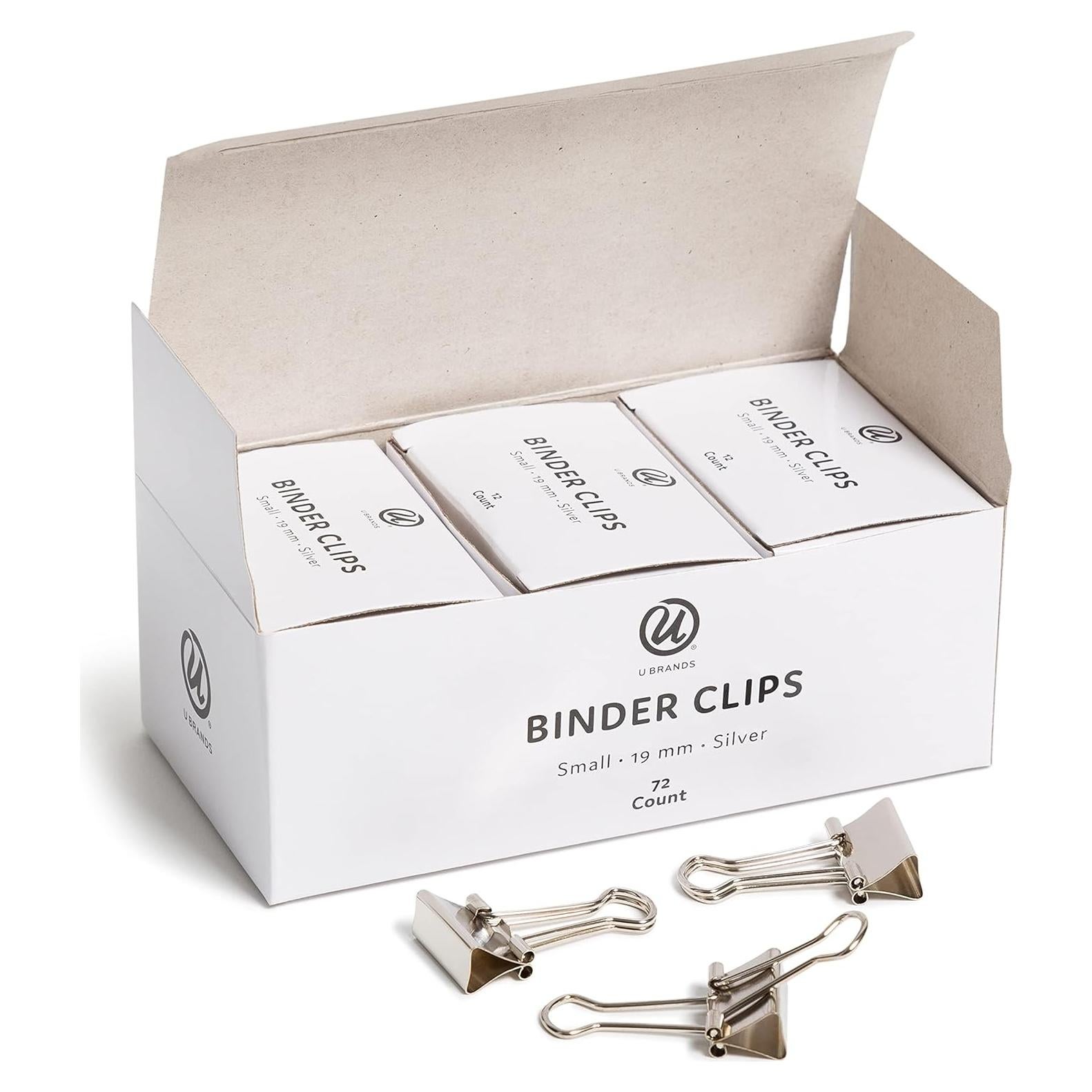Clips de Carpeta Pequeños U Brands Plata 19mm 72 Unidades