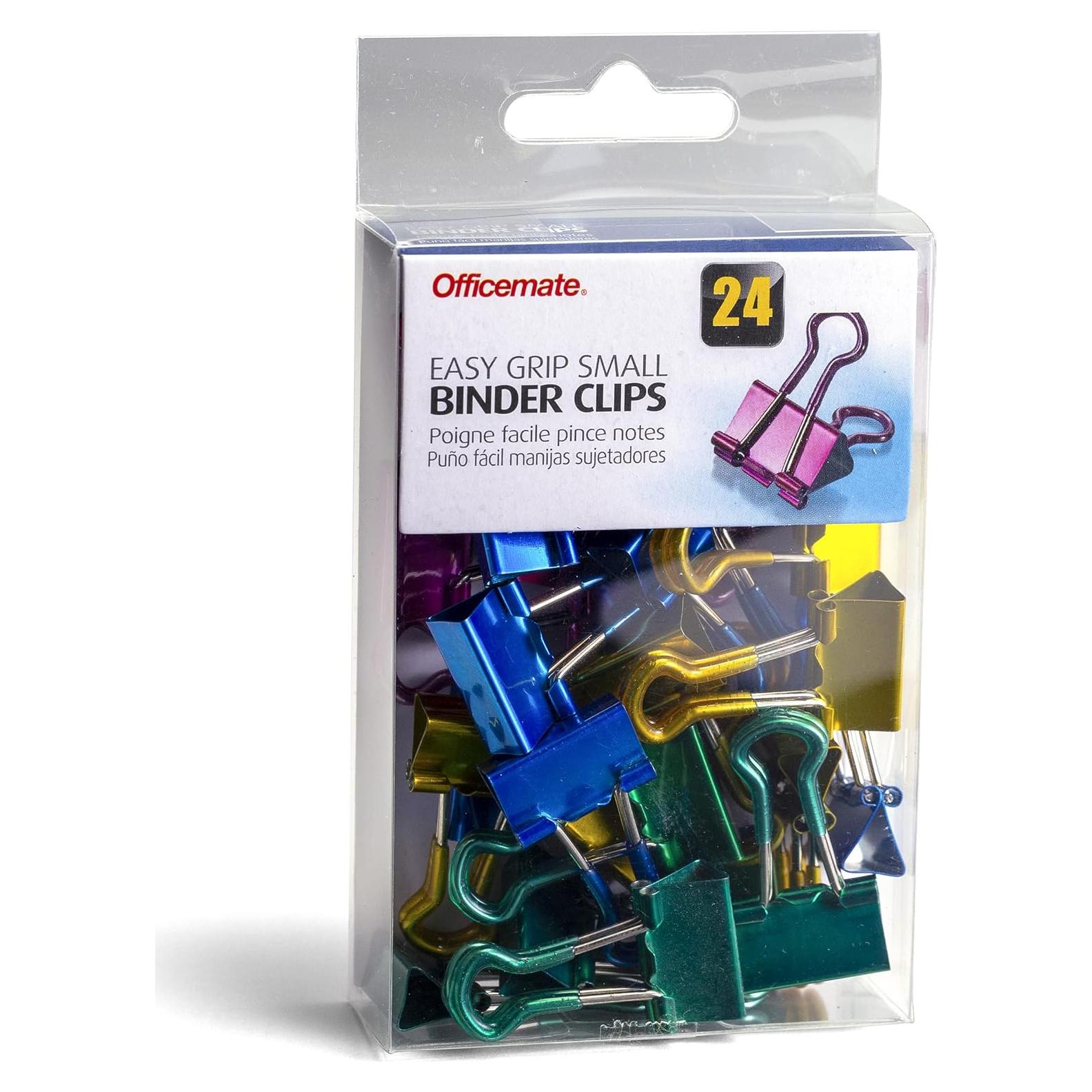Clips de Binder Metálicos Officemate, Pequeños, Paquete 24