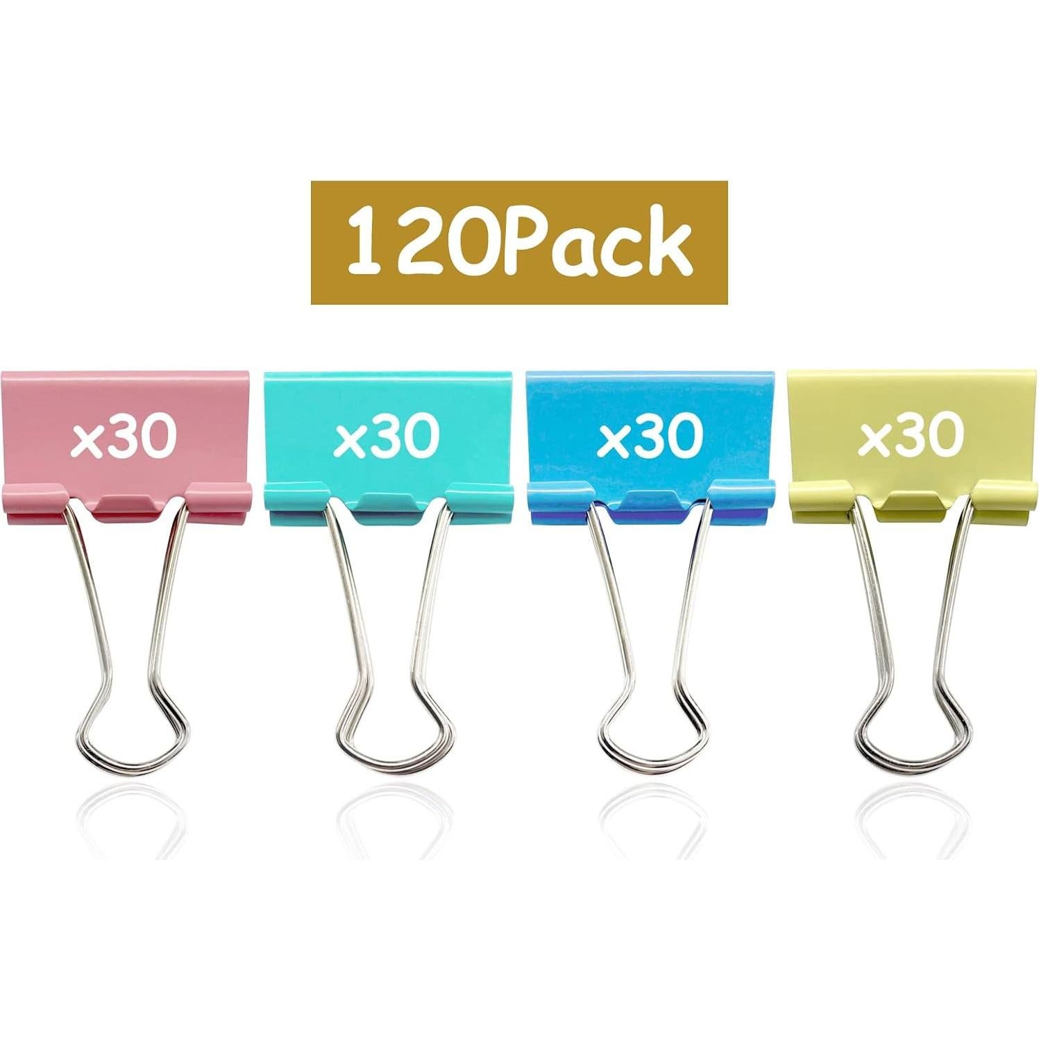 120 Clips de Carpeta de Colores Ykimok 19mm Metal Resistente