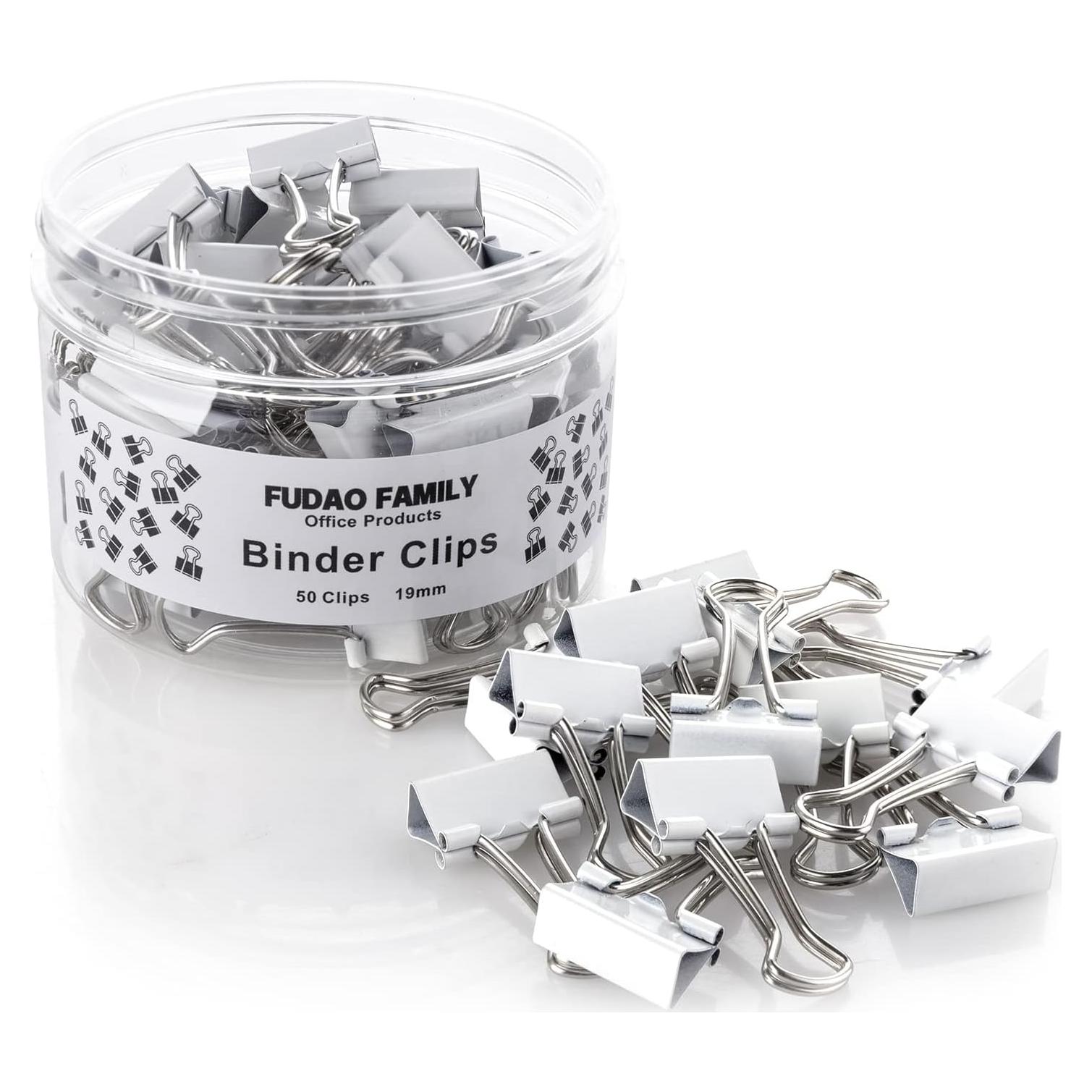 Mini Clips de Carpeta Blancos FUDAO FAMILY 19mm Paquete 50
