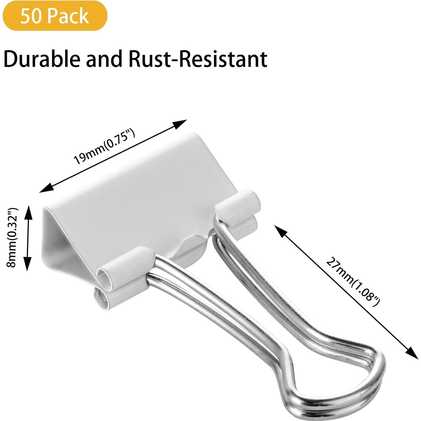 Mini Clips de Carpeta Blancos FUDAO FAMILY 19mm Paquete 50