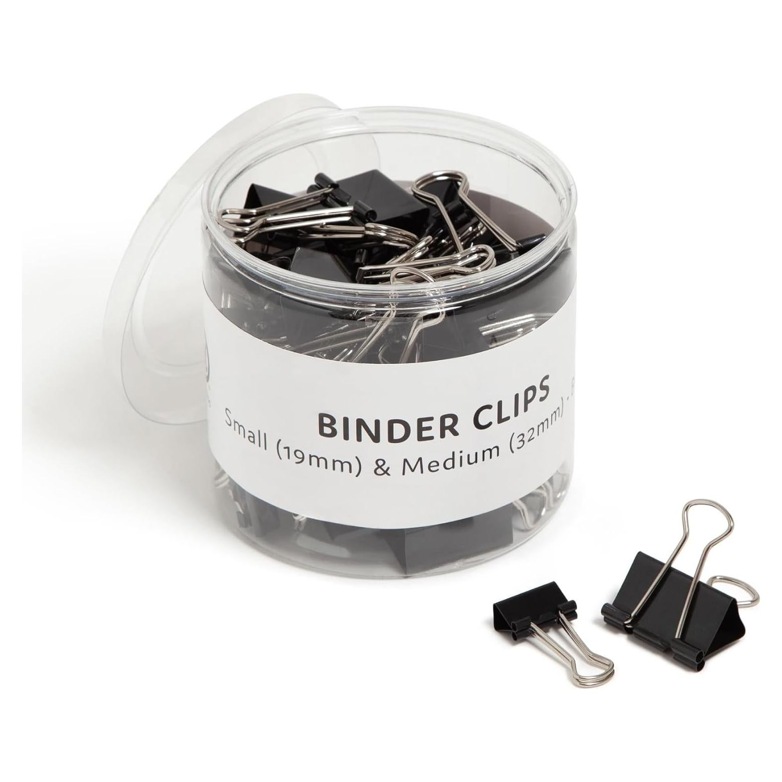 Clips de carpeta U Brands, 80 unidades, acero negro y plateado