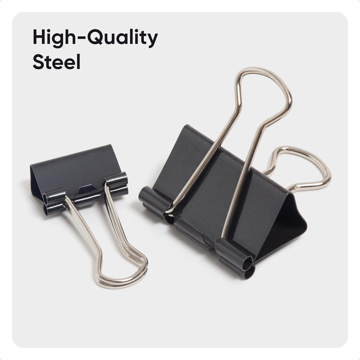 Clips de carpeta U Brands, 80 unidades, acero negro y plateado