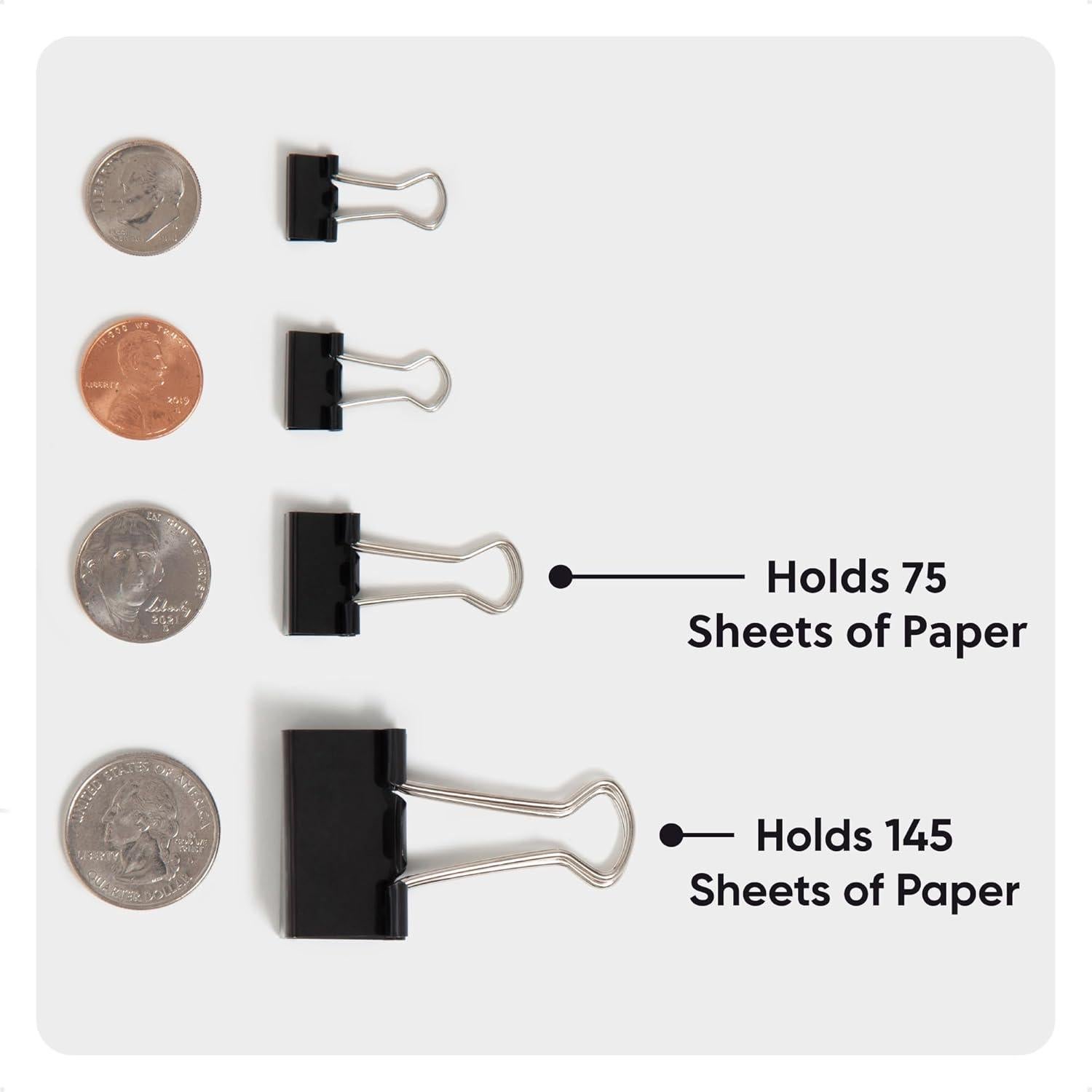 Clips de carpeta U Brands, 80 unidades, acero negro y plateado