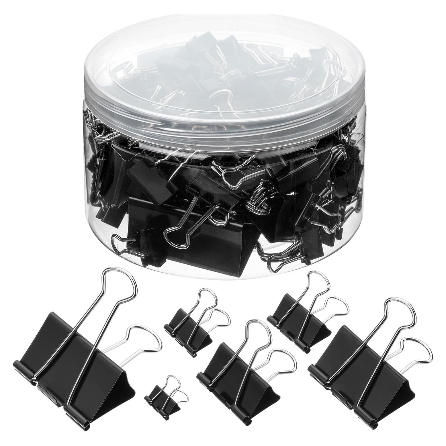 Clips de Encuadernación Mr. Pen, 120 Pcs, Negro, 6 Tamaños