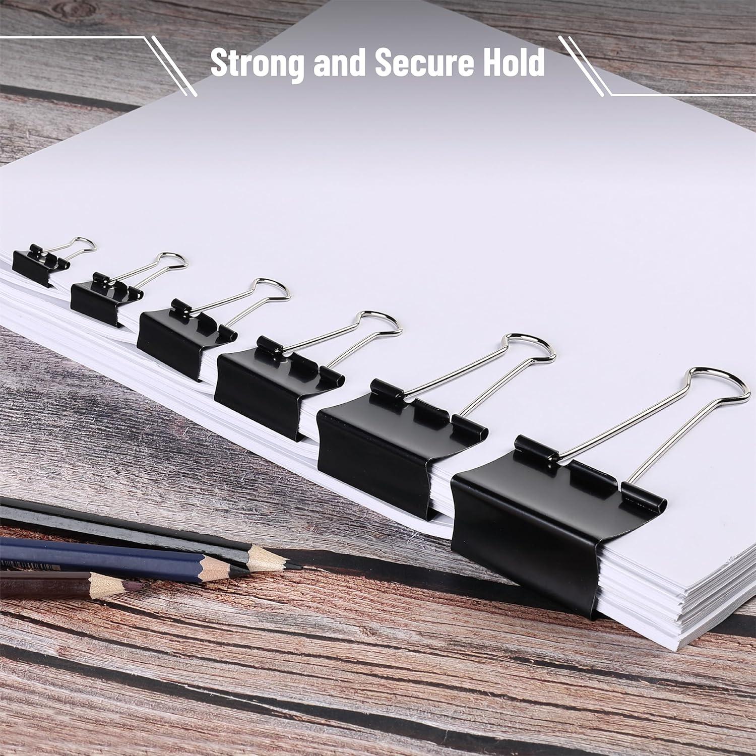 Clips de Encuadernación Mr. Pen, 120 Pcs, Negro, 6 Tamaños