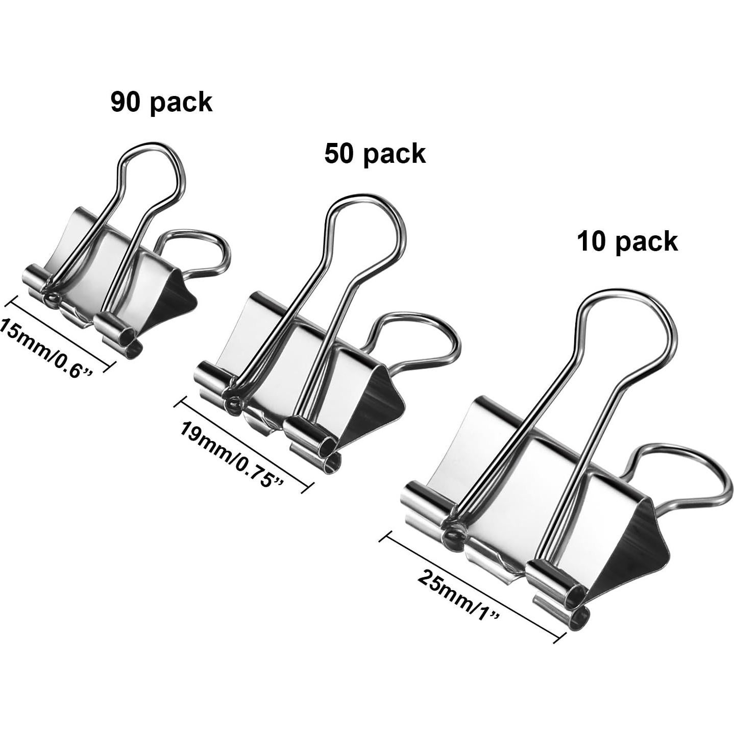 Clips de Carpeta Metalicos TecUnite 150 Pcs Tamaños Variados