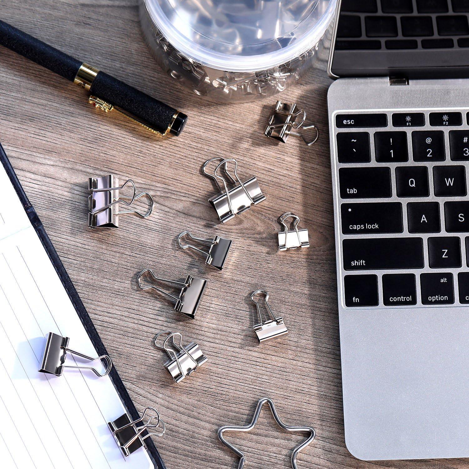 Clips de Carpeta Metalicos TecUnite 150 Pcs Tamaños Variados