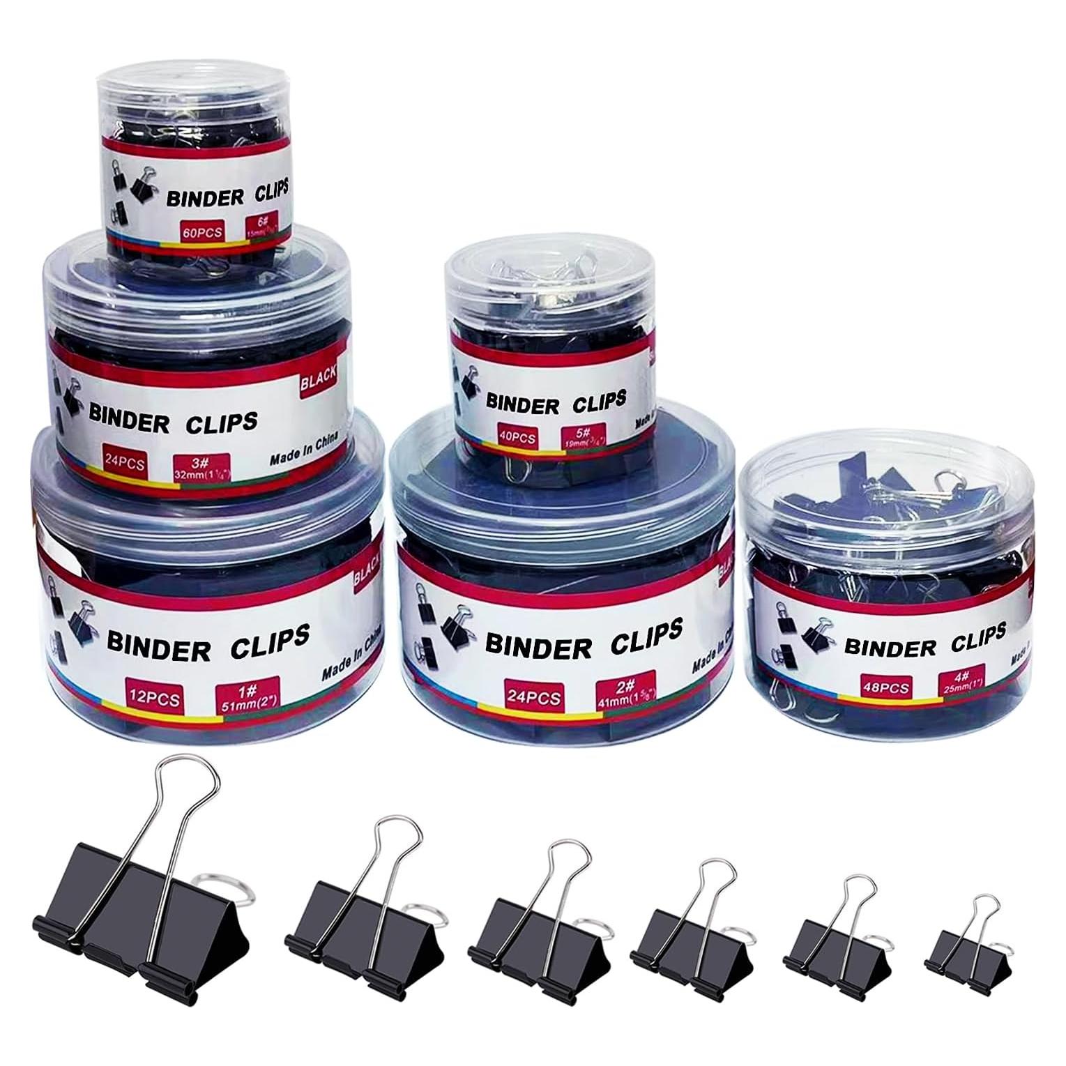 208 Clips de Carpeta de Metal STOLCA Tamaños Asortidos Negro