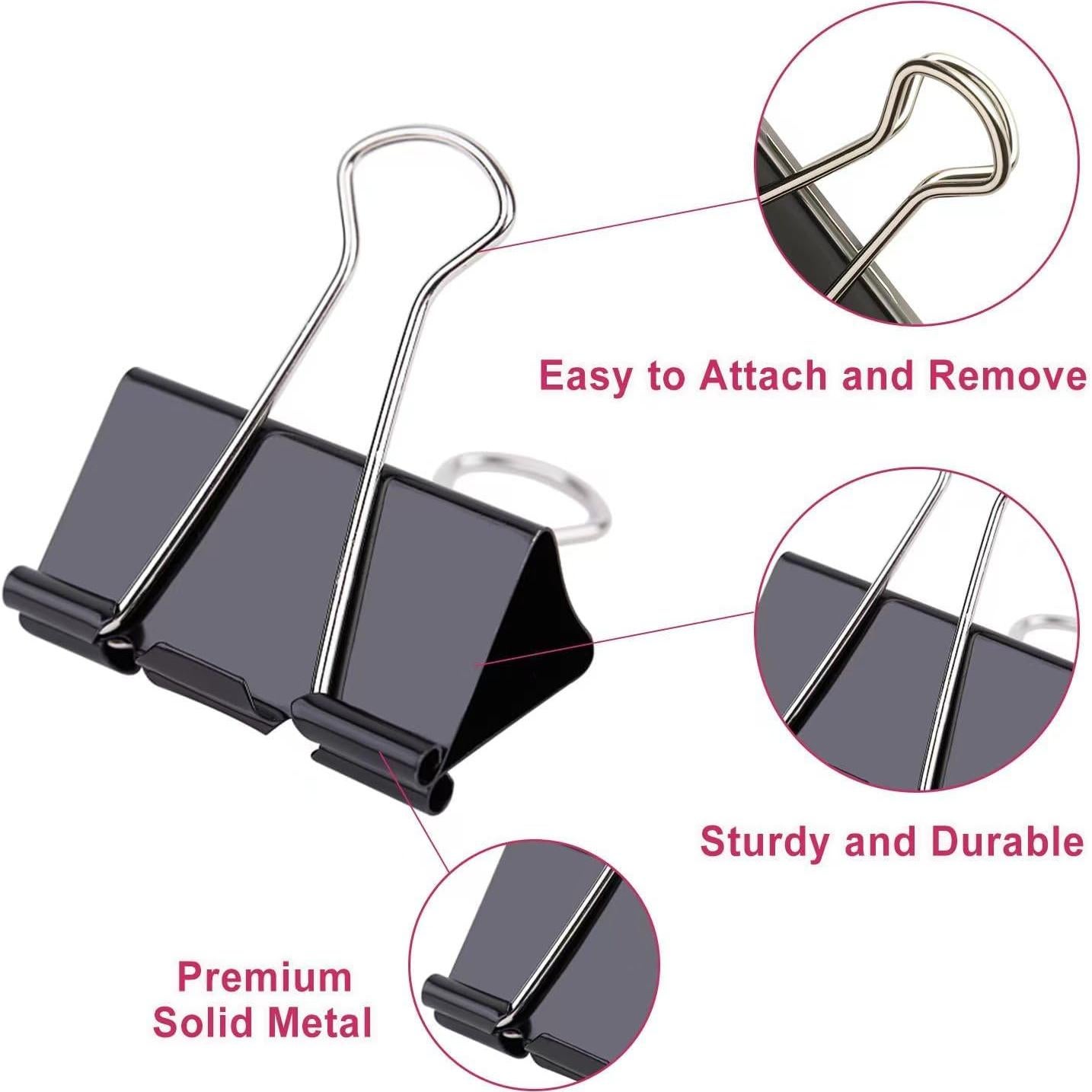 208 Clips de Carpeta de Metal STOLCA Tamaños Asortidos Negro