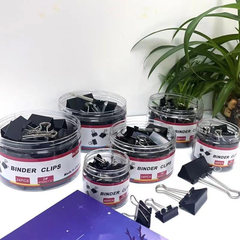 208 Clips de Carpeta de Metal STOLCA Tamaños Asortidos Negro