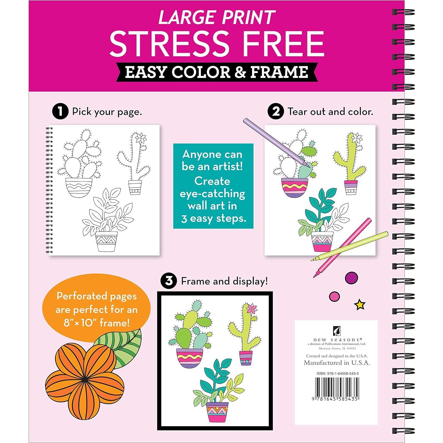 Large Print Easy Color & Frame - Stress Free (Adult Coloring Book)