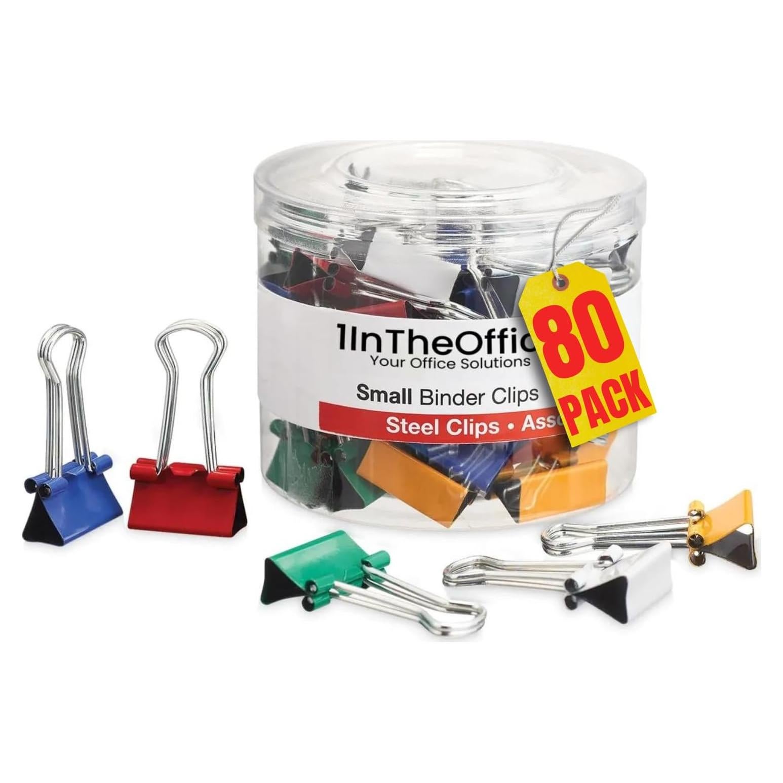 Clips de Carpeta Pequeños 1.9 cm 80 Piezas 1EnLaOficina Colores