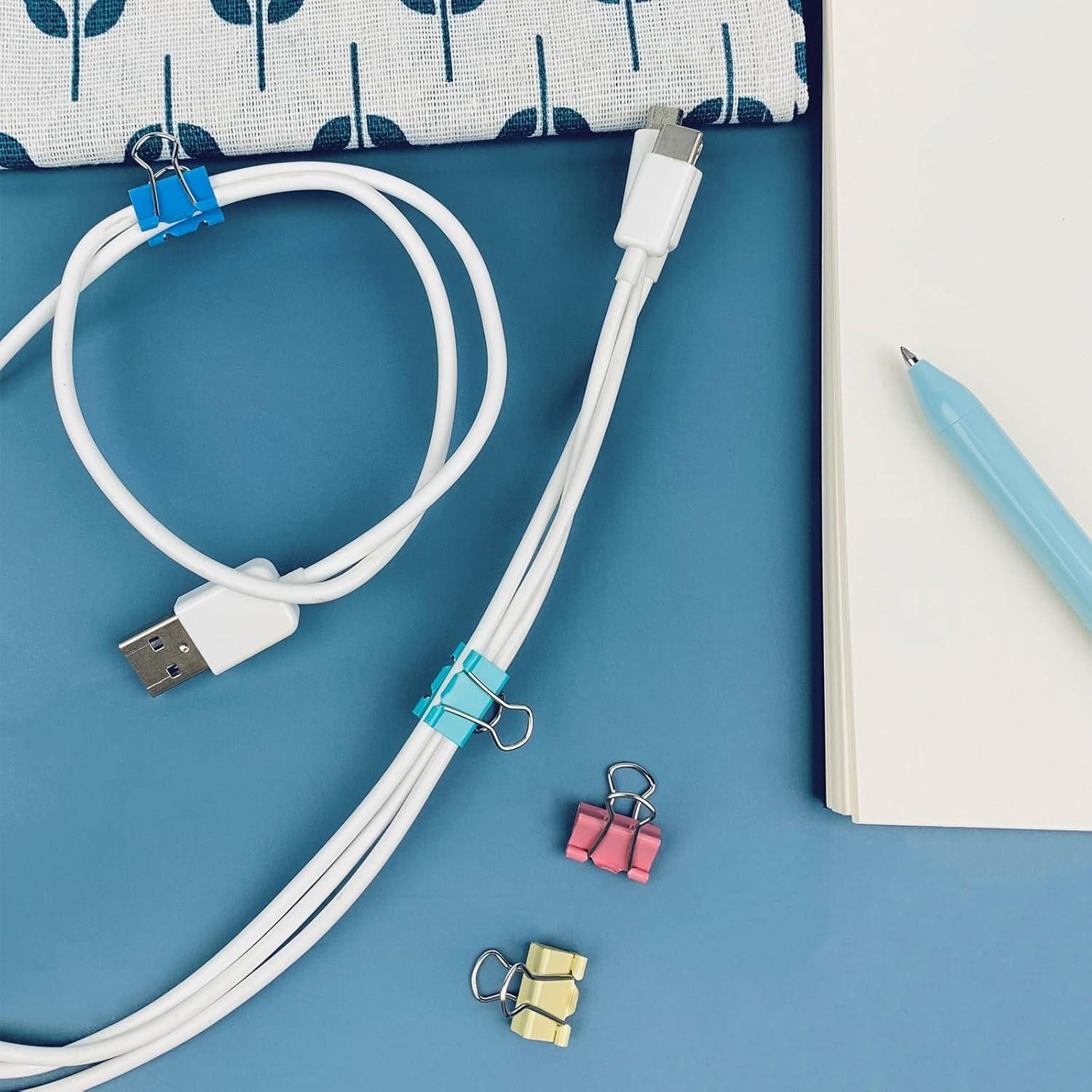 240 Clips de Carpeta Ykimok 15mm en 4 Colores Vibrantes