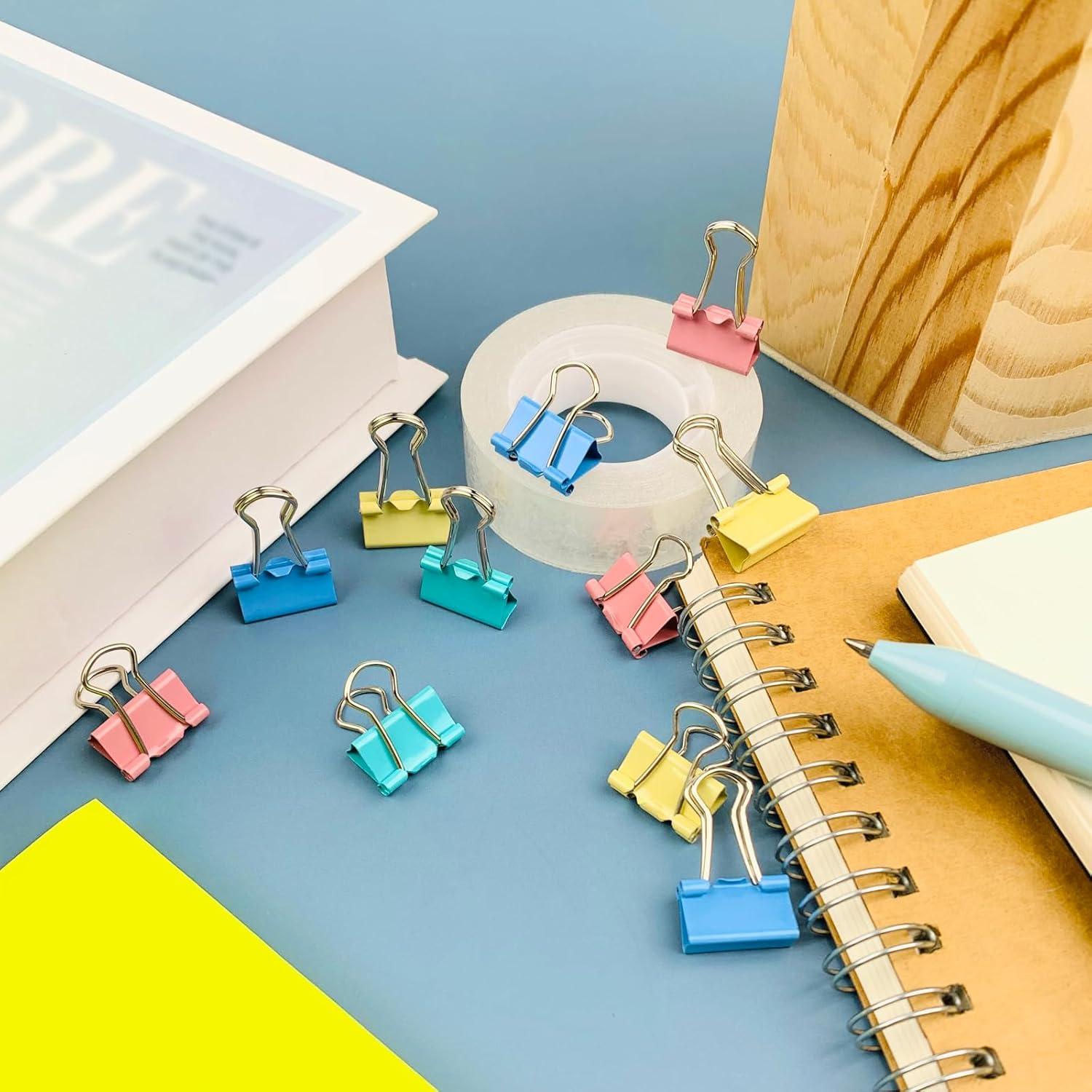 240 Clips de Carpeta Ykimok 15mm en 4 Colores Vibrantes