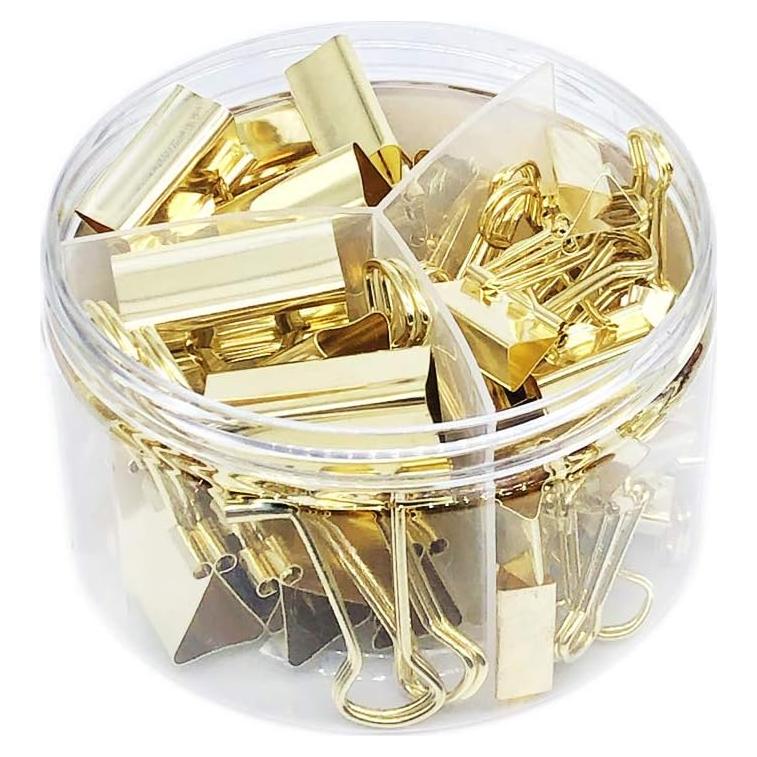 Clips de Encuadernación Dorados YOPINK - 42 Piezas Tamaños Variados