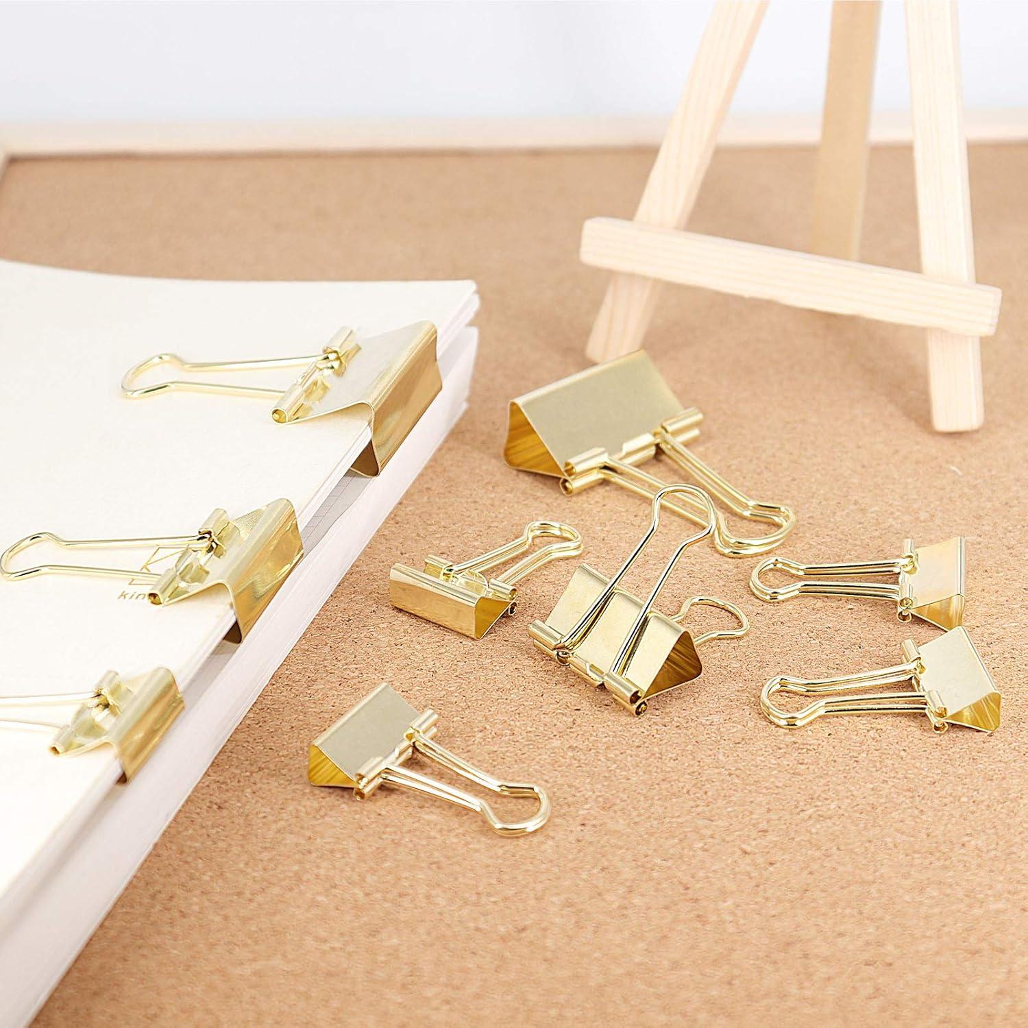 Clips de Encuadernación Dorados YOPINK - 42 Piezas Tamaños Variados