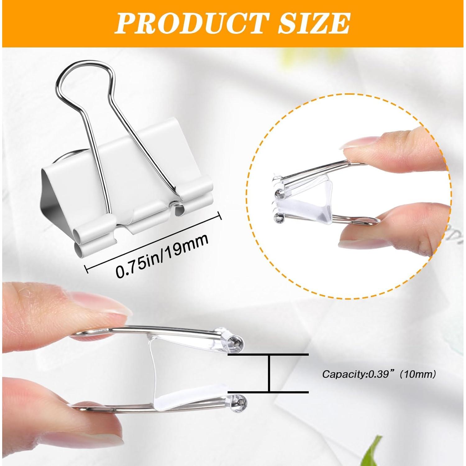 Clips Metálicos Blancos Jetec 19mm - 100 Piezas Reutilizables