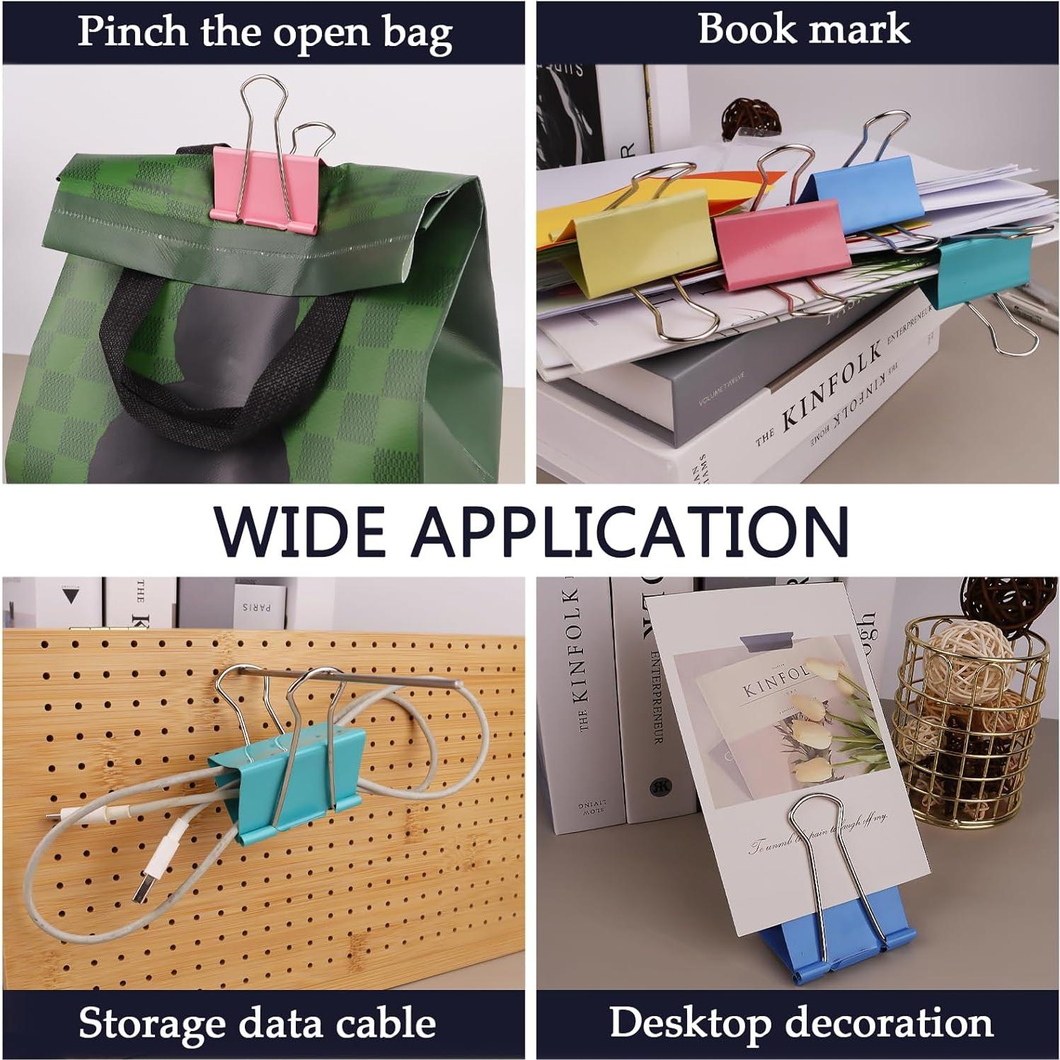 Clips de Carpeta Jumbo Ykimok 60 mm Paquete de 12 Colores