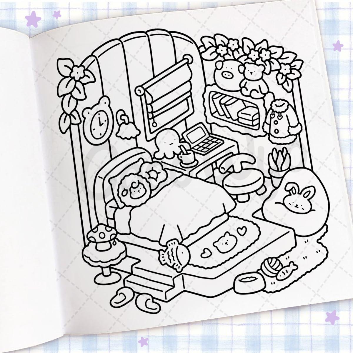 Cozy Corner: Coloring Book for Adults and Kids (Cozy Spaces Coloring)