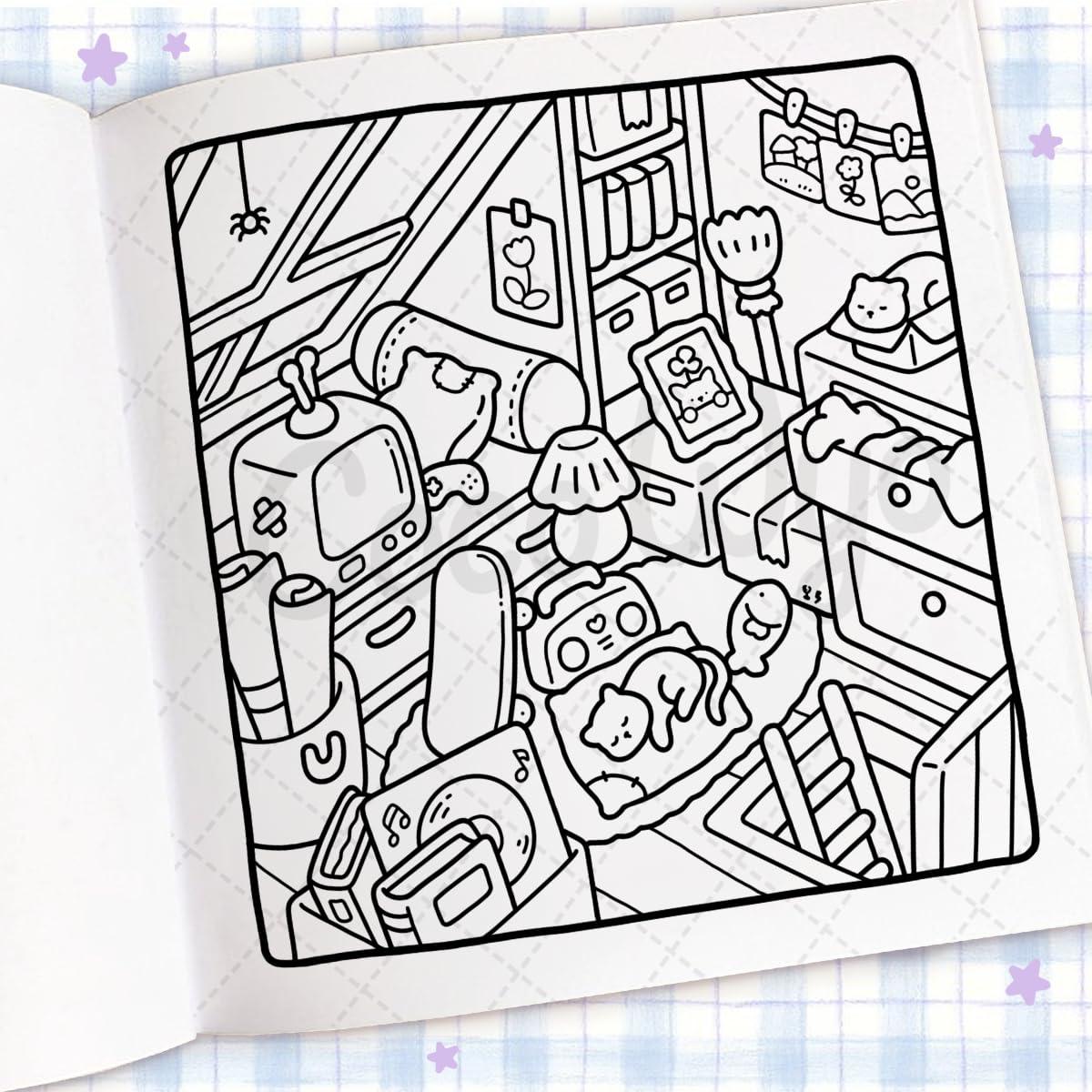Cozy Corner: Coloring Book for Adults and Kids (Cozy Spaces Coloring)