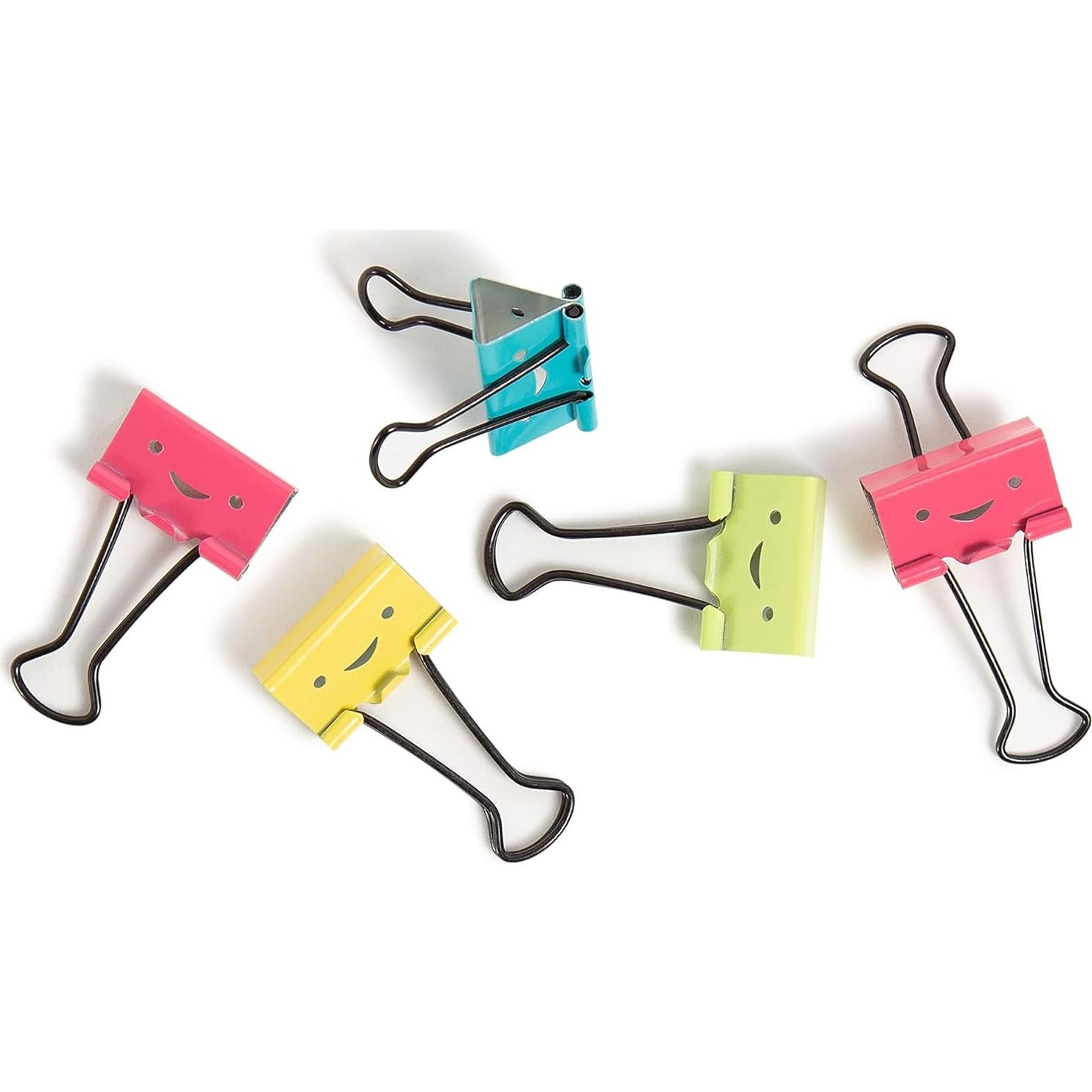 Clips de Binder Cara Feliz U Brands, 25mm, 48 Piezas, Colores Brillantes