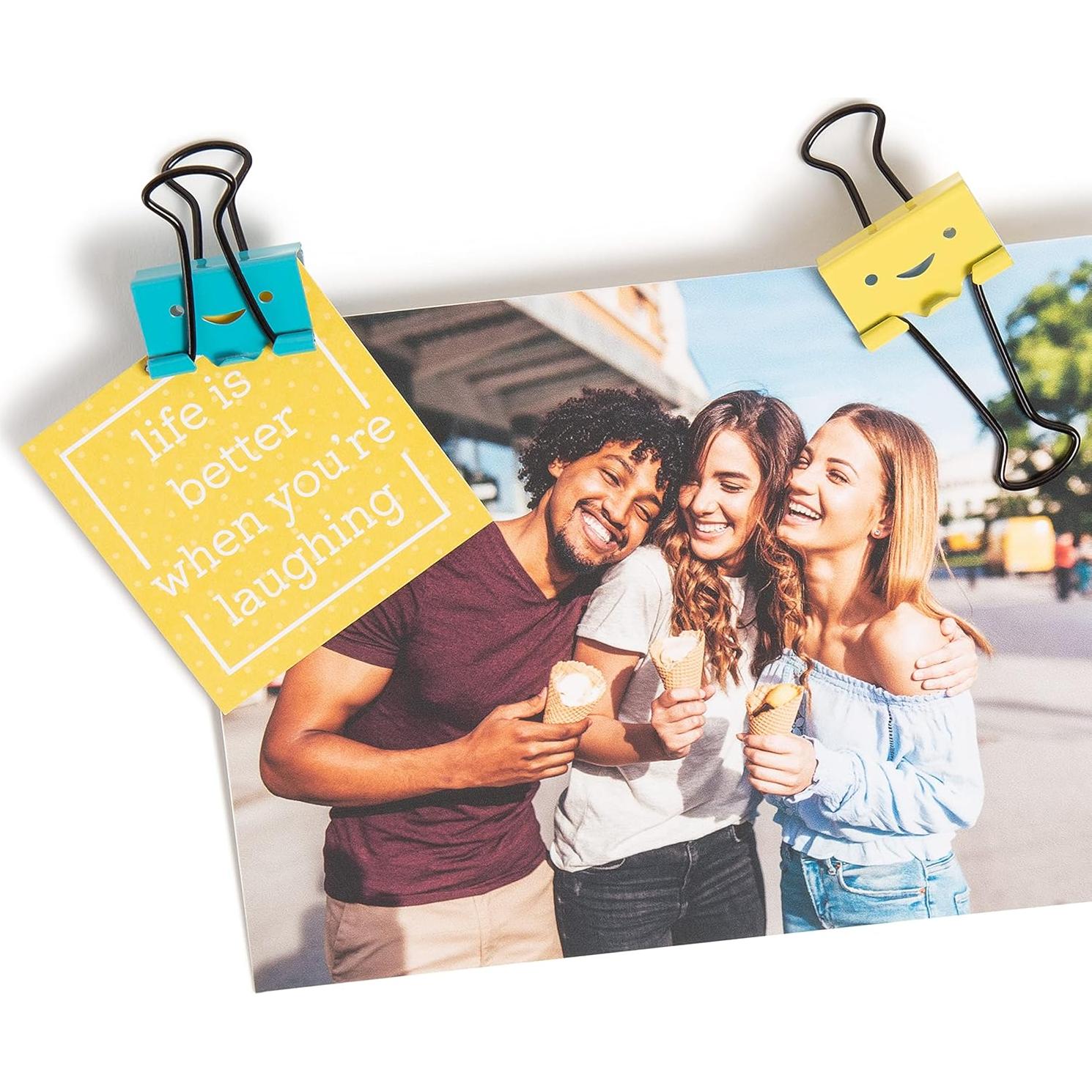 Clips de Binder Cara Feliz U Brands, 25mm, 48 Piezas, Colores Brillantes