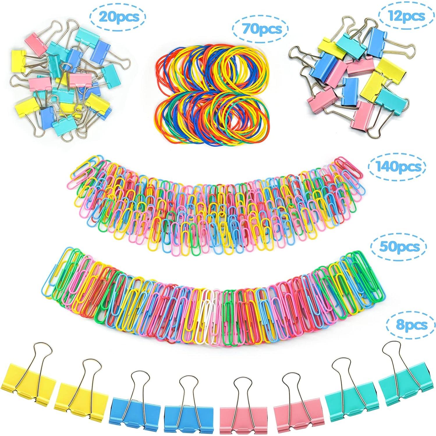 Juego de Clips de Papel y Carpeta XILILAI 300 Pcs Multicolor