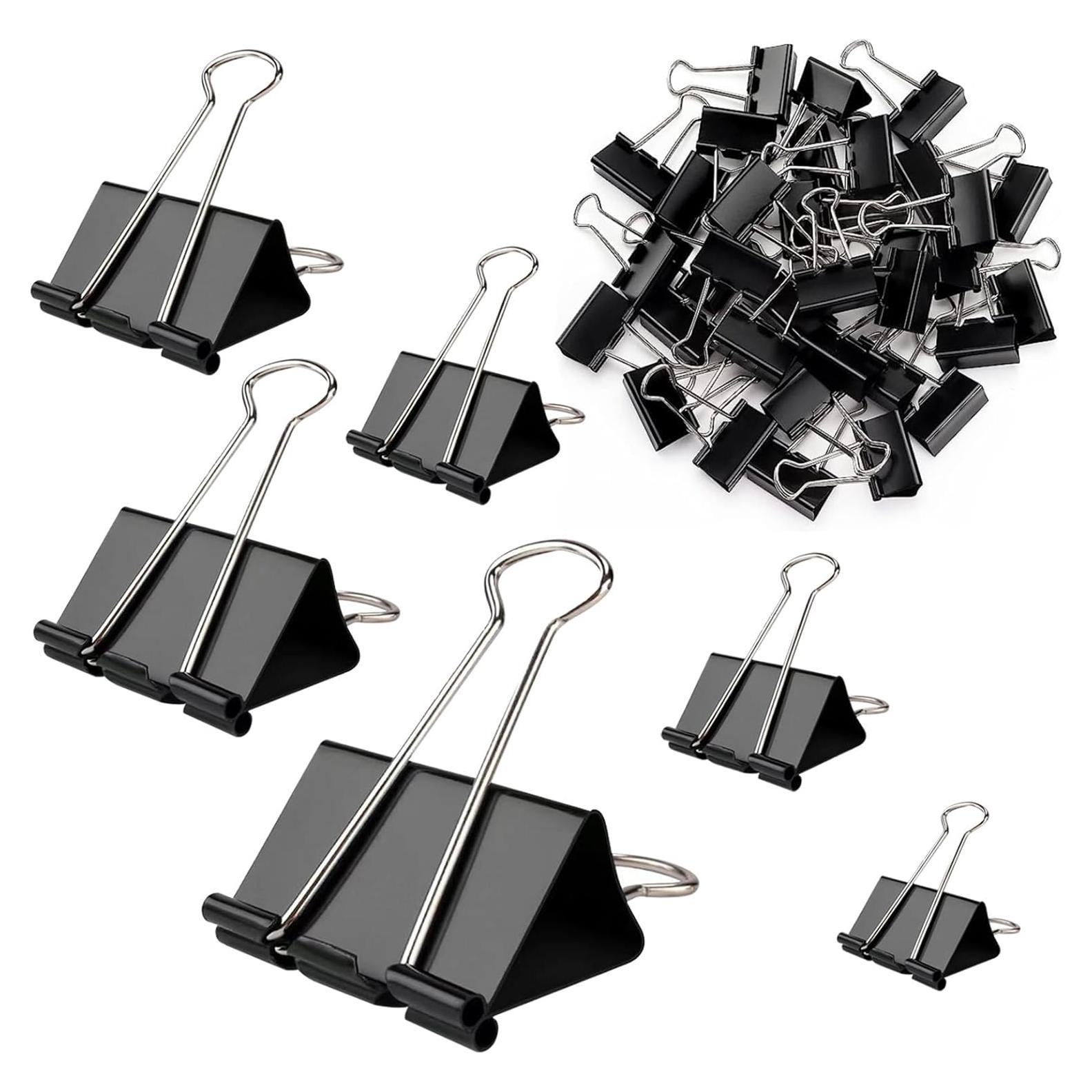 Paquete de 300 Clips de Carpeta Aellabus Negros Asortidos