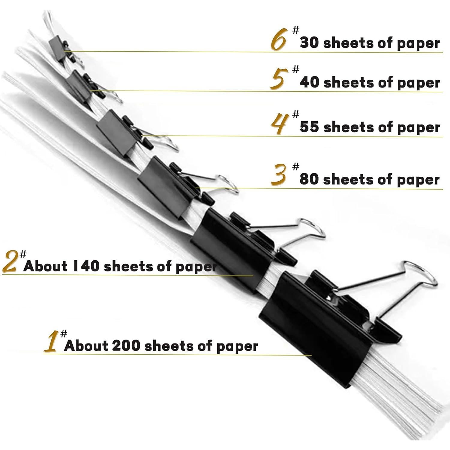 Paquete de 300 Clips de Carpeta Aellabus Negros Asortidos