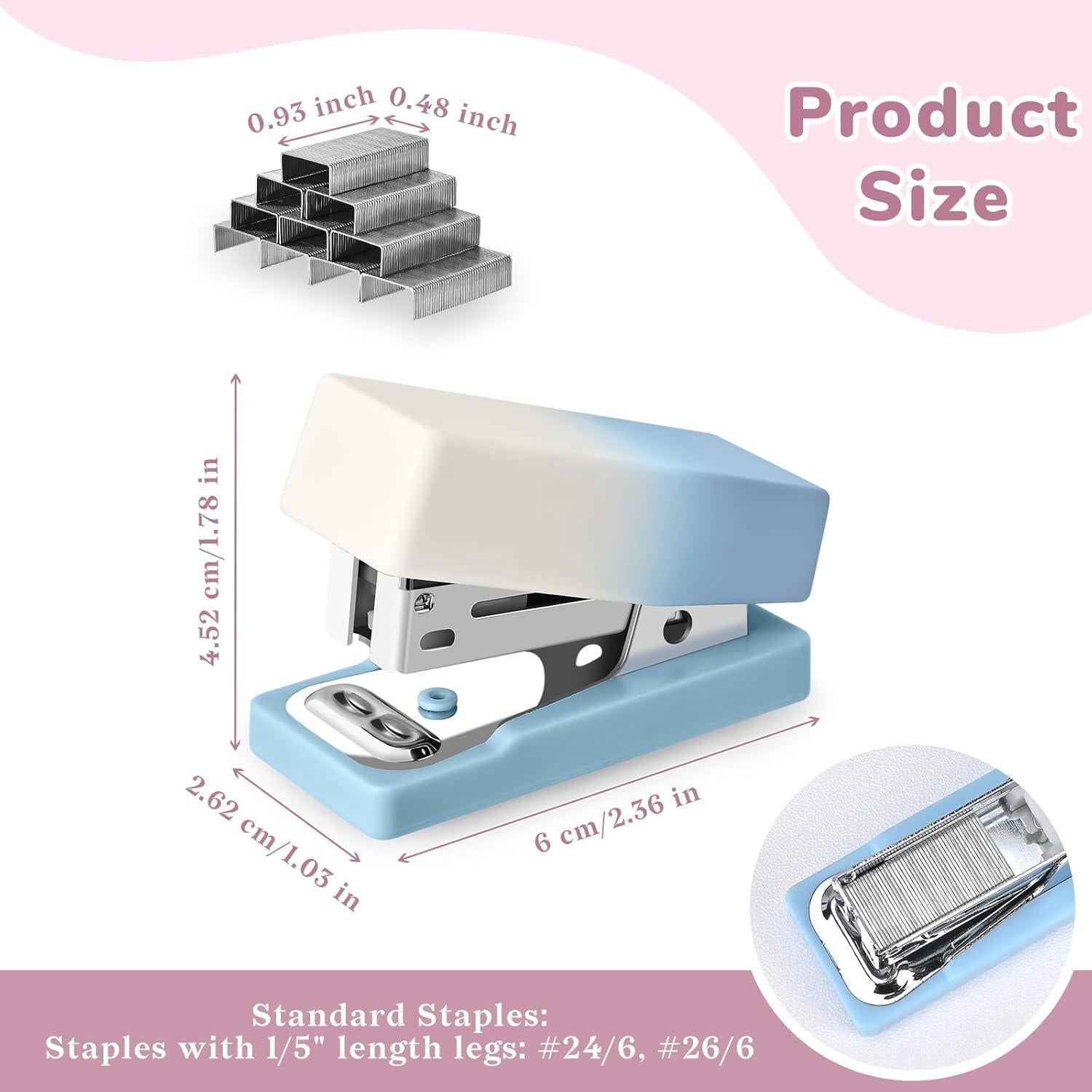 Grapadora Mini Temiary 2 Pcs Azul y Púrpura 12 Hojas