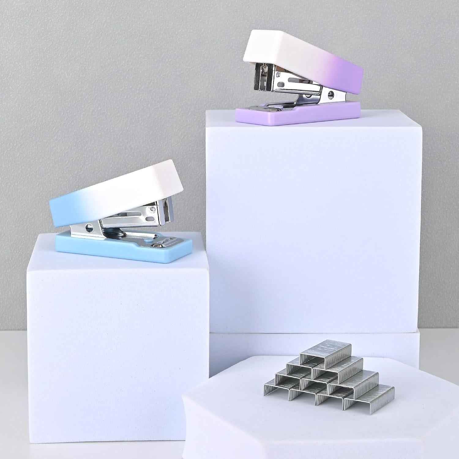 Grapadora Mini Temiary 2 Pcs Azul y Púrpura 12 Hojas