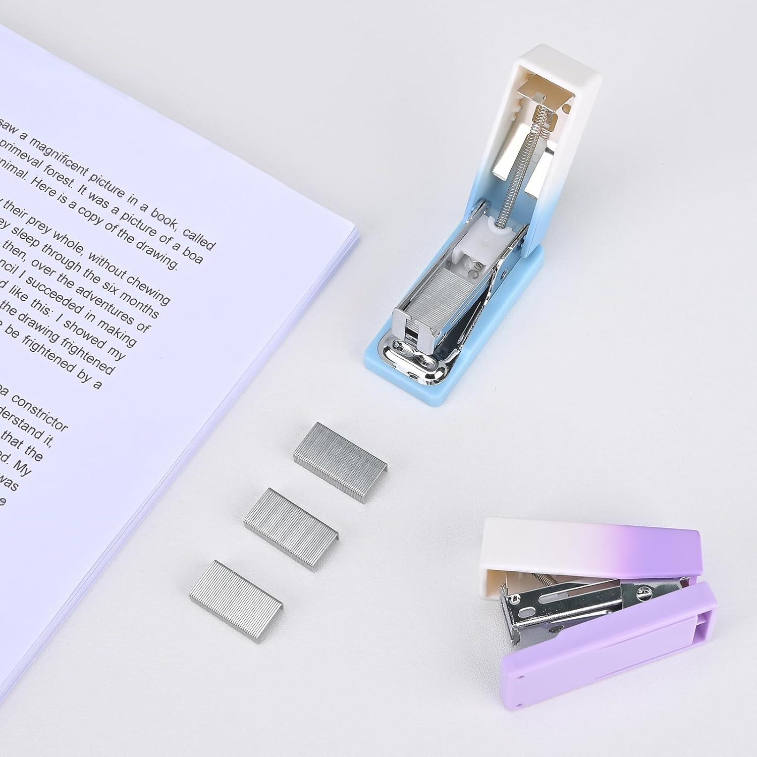 Grapadora Mini Temiary 2 Pcs Azul y Púrpura 12 Hojas