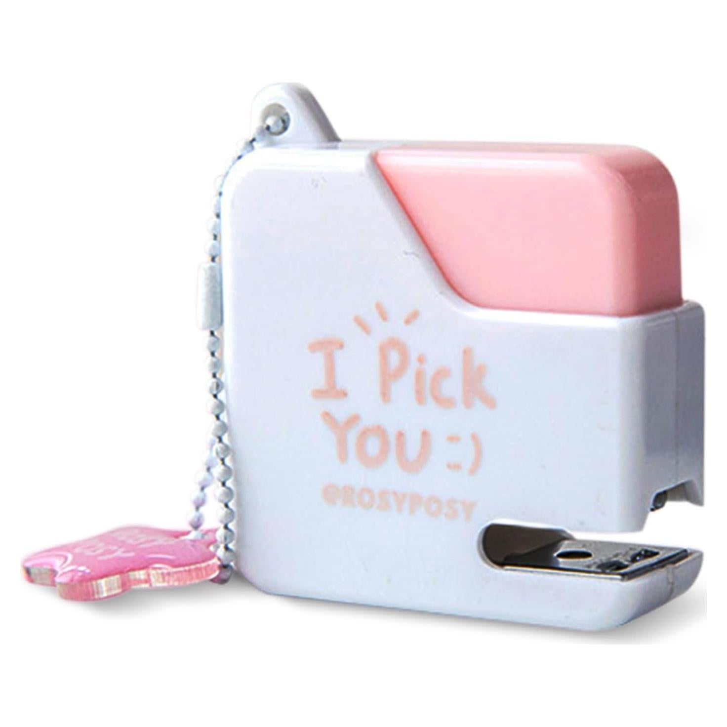 Mini Grapadora TECHPLUS Rosa con 40 Grapas - Compacta y Lindo Diseño