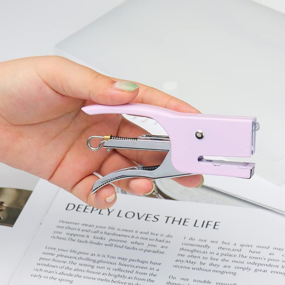 Grapadora de Pinzas Morada XiowDow con 1000 Grapas No.10