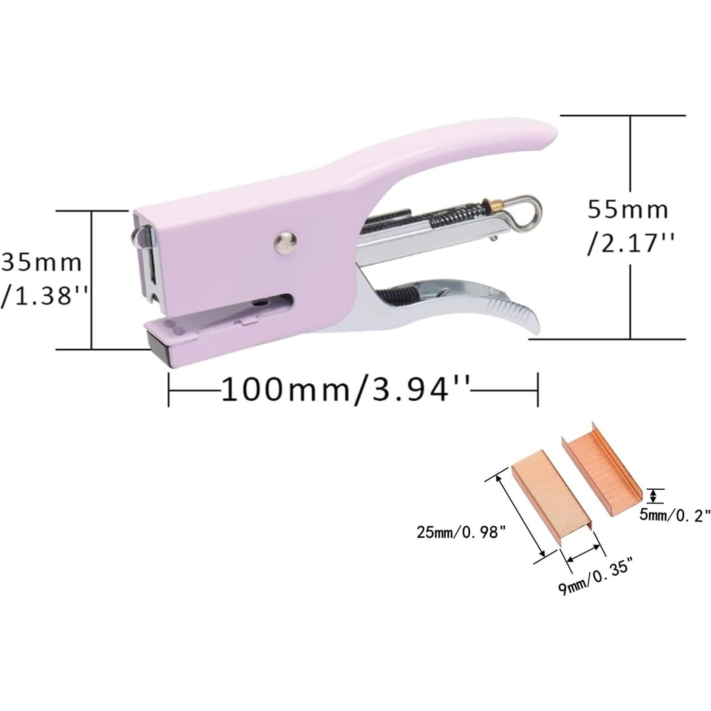Grapadora de Pinzas Morada XiowDow con 1000 Grapas No.10