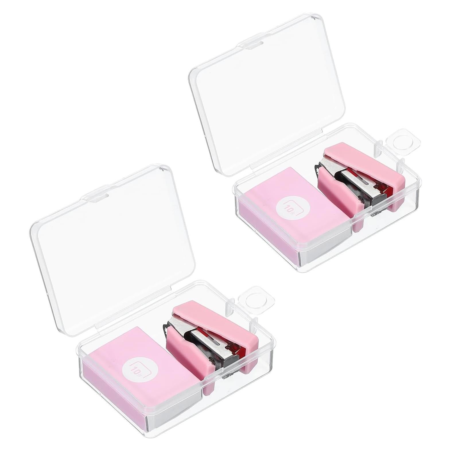 Mini Grapadora PATIKIL Rosa con 800 Grapas Estándar #10