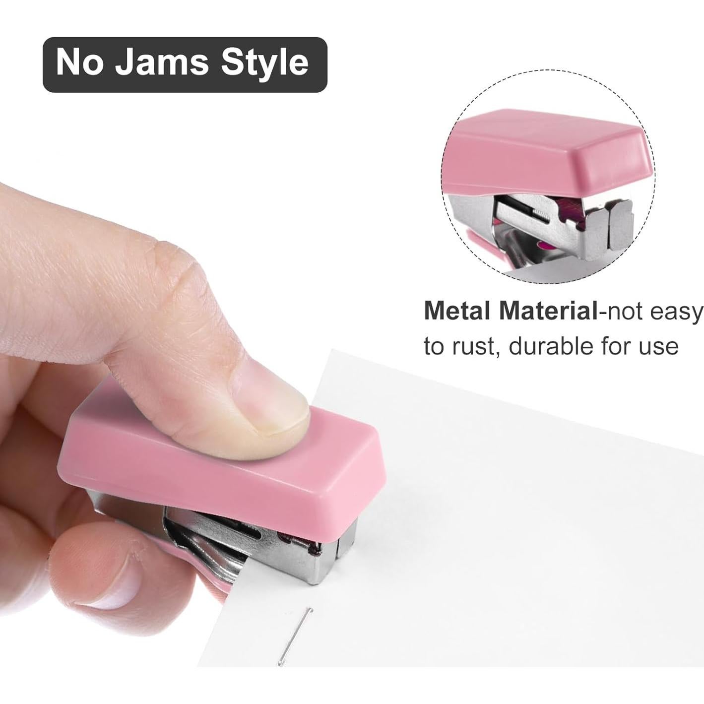 Mini Grapadora PATIKIL Rosa con 800 Grapas Estándar #10