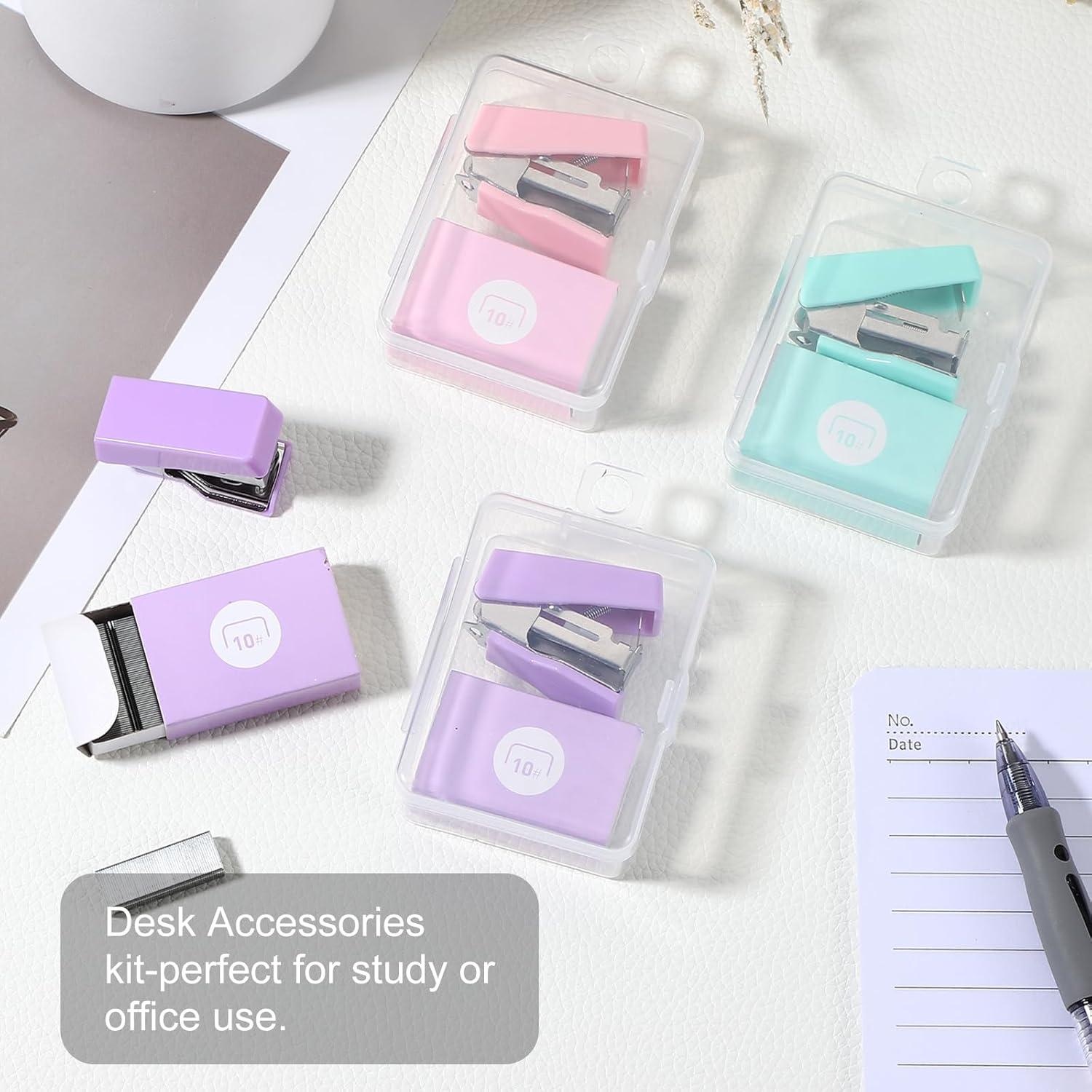 Mini Grapadora PATIKIL Rosa con 800 Grapas Estándar #10