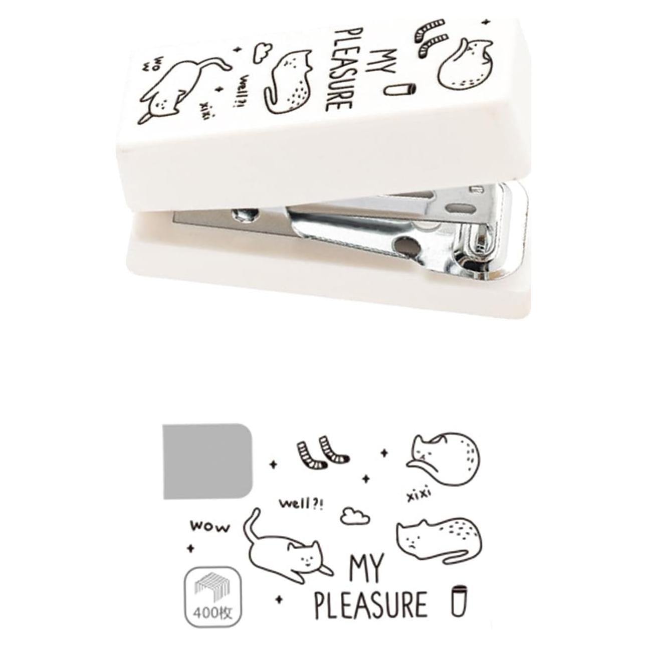 Grapadora de Caricatura MOZXIRZ Mini Blanca con 400 Grapas