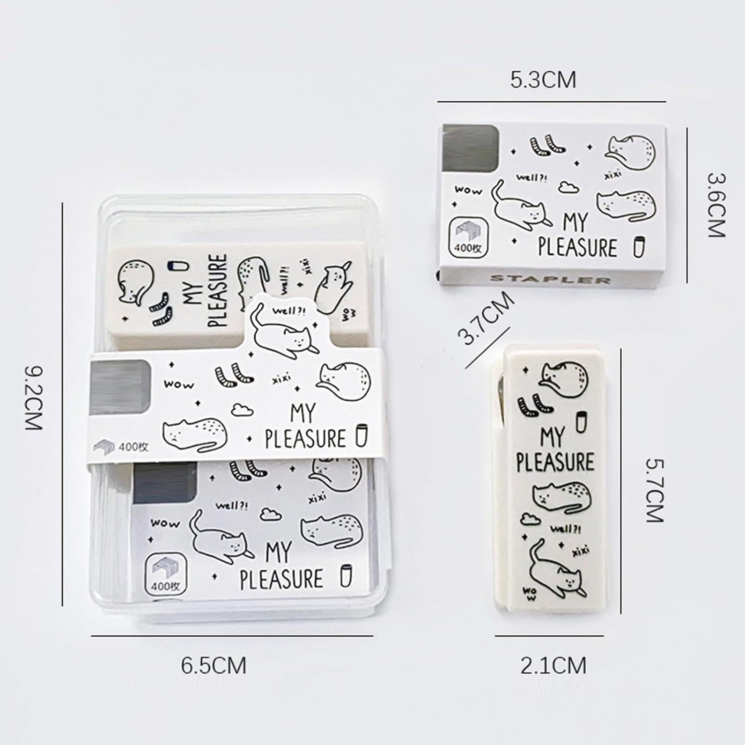 Grapadora de Caricatura MOZXIRZ Mini Blanca con 400 Grapas