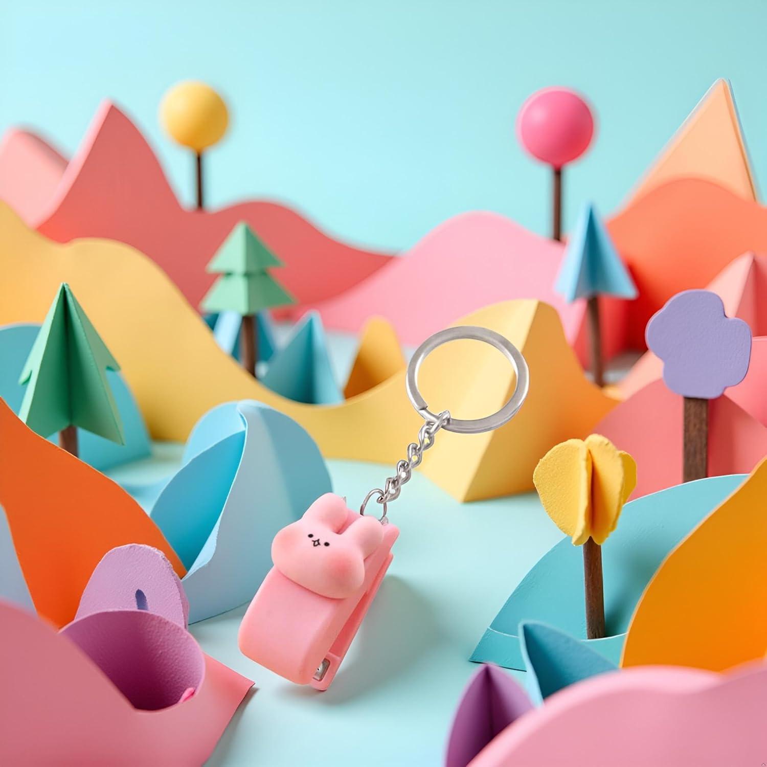 Grapadora Mini Portátil Galyacht Rosa con Llavero 14g