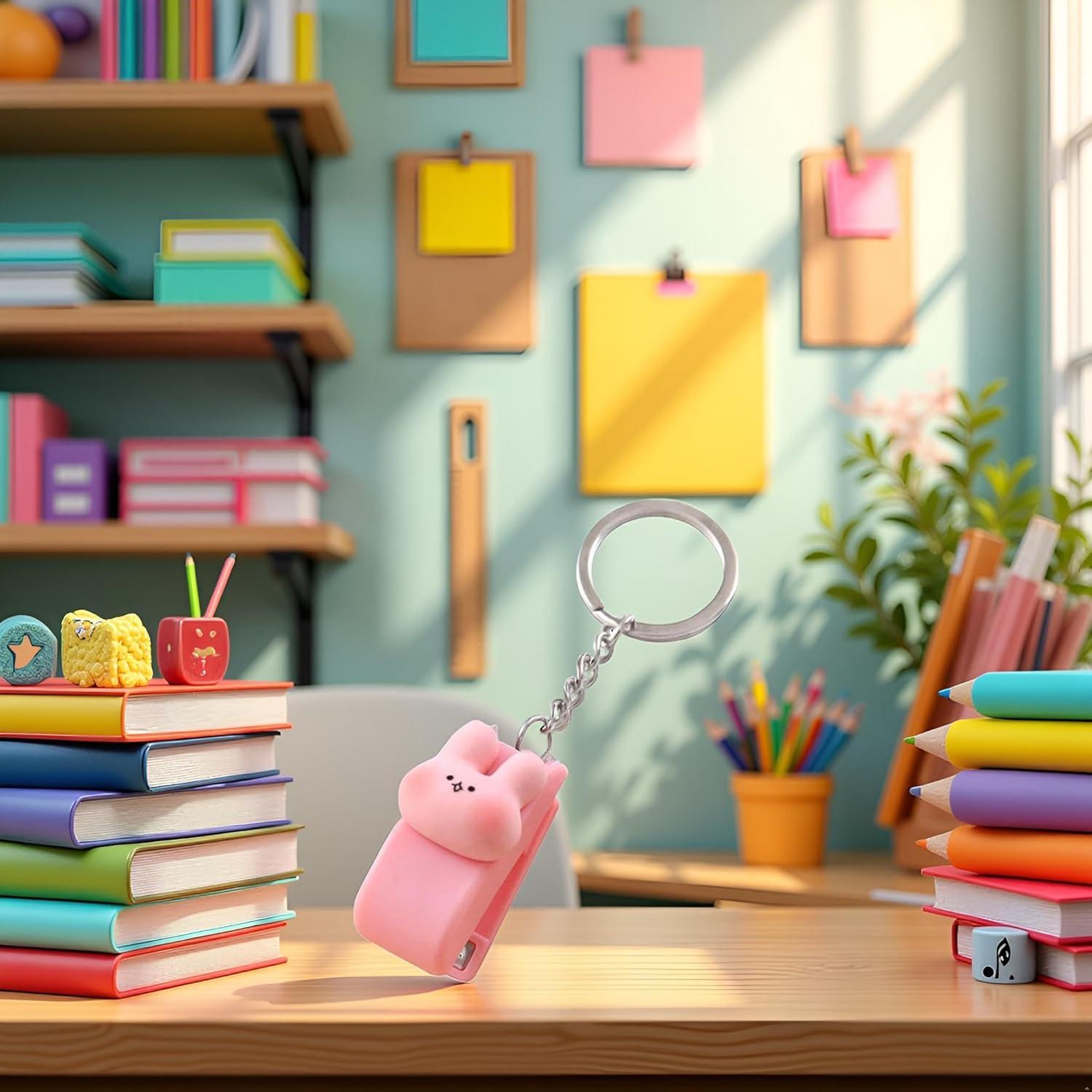 Grapadora Mini Portátil Galyacht Rosa con Llavero 14g